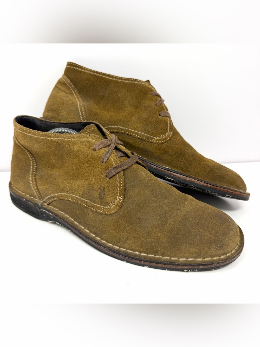 John Varvatos Mens Hipster Chukka Boots Sz 10 Distressed Brown Leather Suede GUC